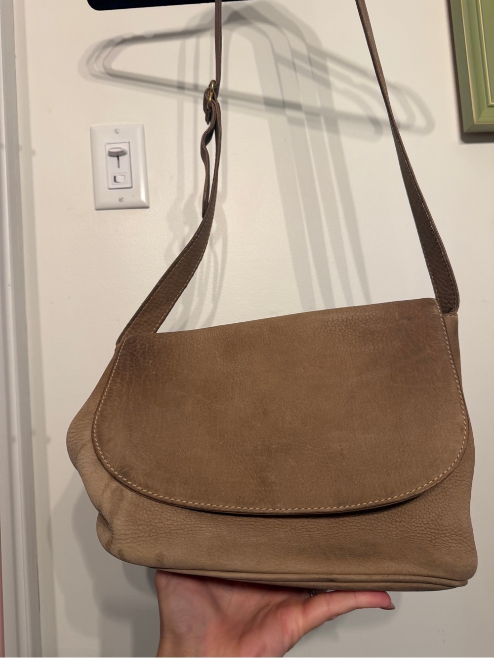 Coach Vintage Sonoma Large Flap 4935 Soft Textured Nubuck Leather in Sand Italy